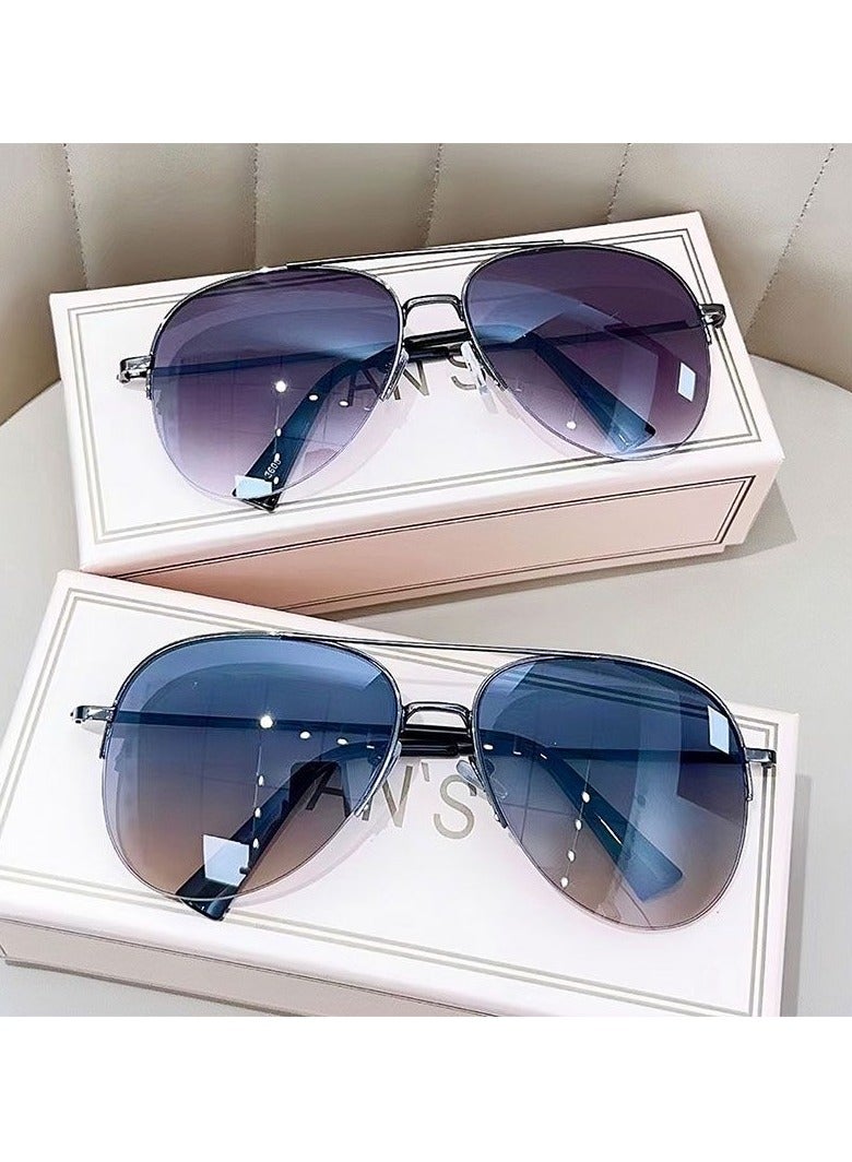 general Super cool men and women's high-end driving sunglasses, aviator sunglasses for driving, large frame frog mirror, big face sun glasses - Image 5