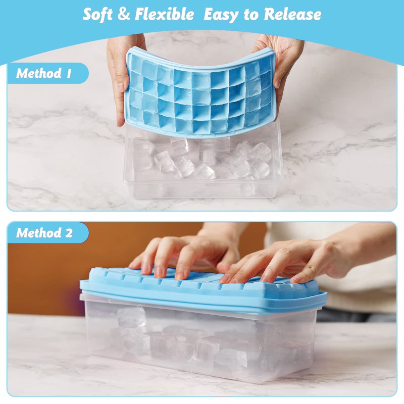 CZWL&HG Silicone Ice Cube Tray with Leak-Proof Lid & Storage Bin for Freezer â€“ BPA-Free 36-Piece Nugget Ice Molds, Spill-Resistant Cover & Ice Scoop Container Cover - Image 4