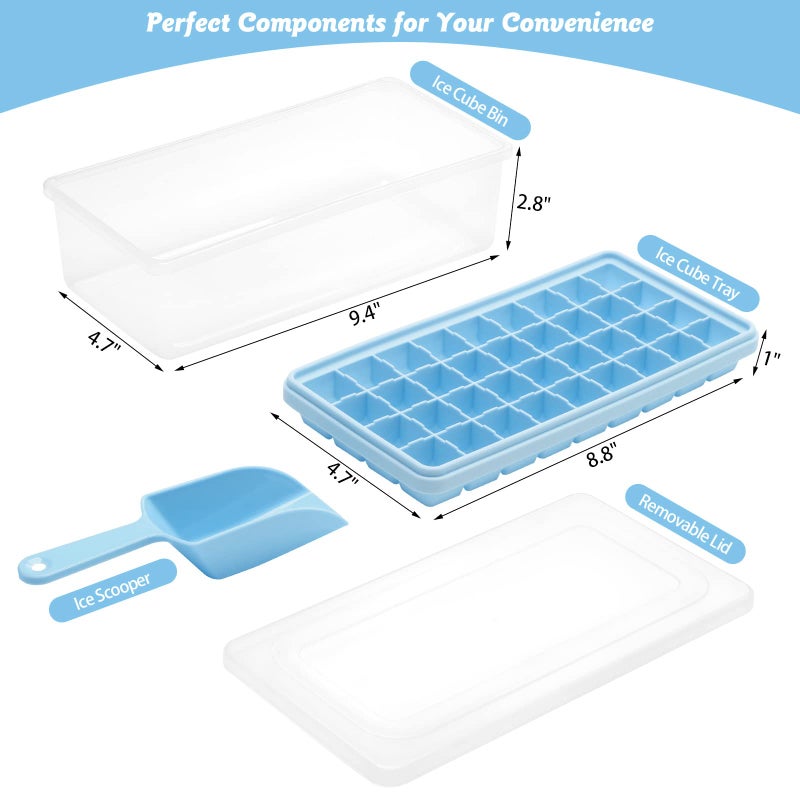 CZWL&HG Silicone Ice Cube Tray with Leak-Proof Lid & Storage Bin for Freezer â€“ BPA-Free 36-Piece Nugget Ice Molds, Spill-Resistant Cover & Ice Scoop Container Cover - Image 2