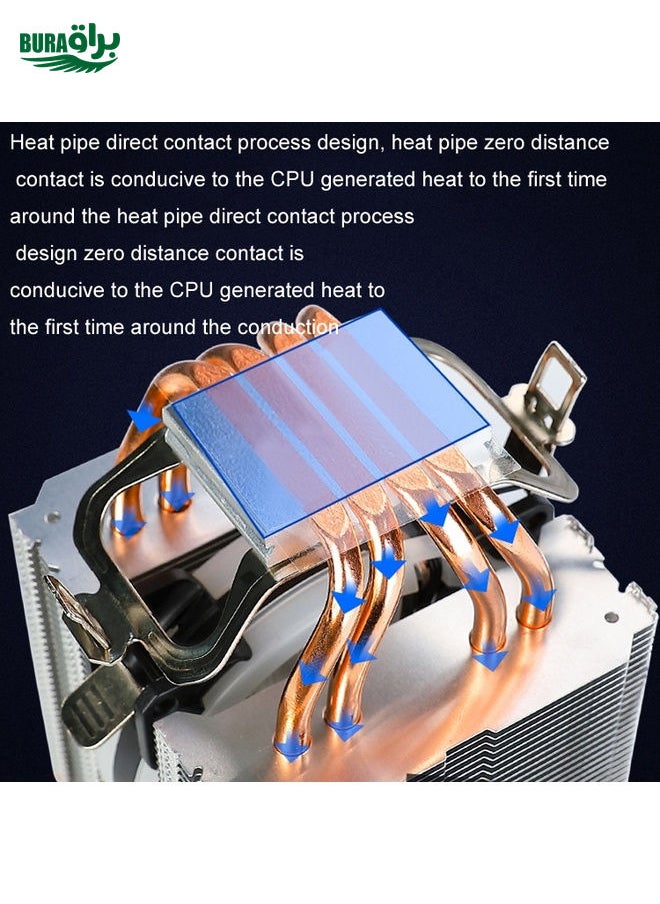 BURAQ - EVESKY 600 Desktop Computer 4 Copper Tube Mute CPU Cooling Fan, Color: Color Single Fan - Image 1