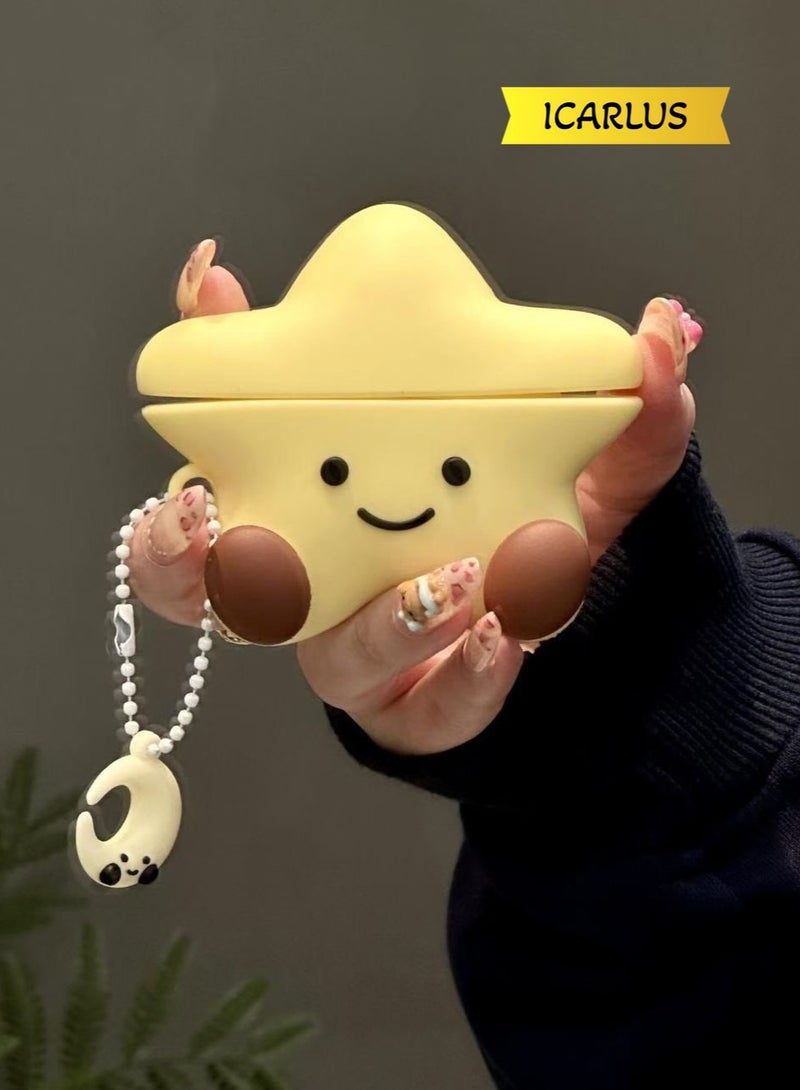 ايكارلوس حافظة سماعات أذن AirPods 4 من السيليكون بتصميم كرتوني ثلاثي الأبعاد لطيف - نجوم - Image 1