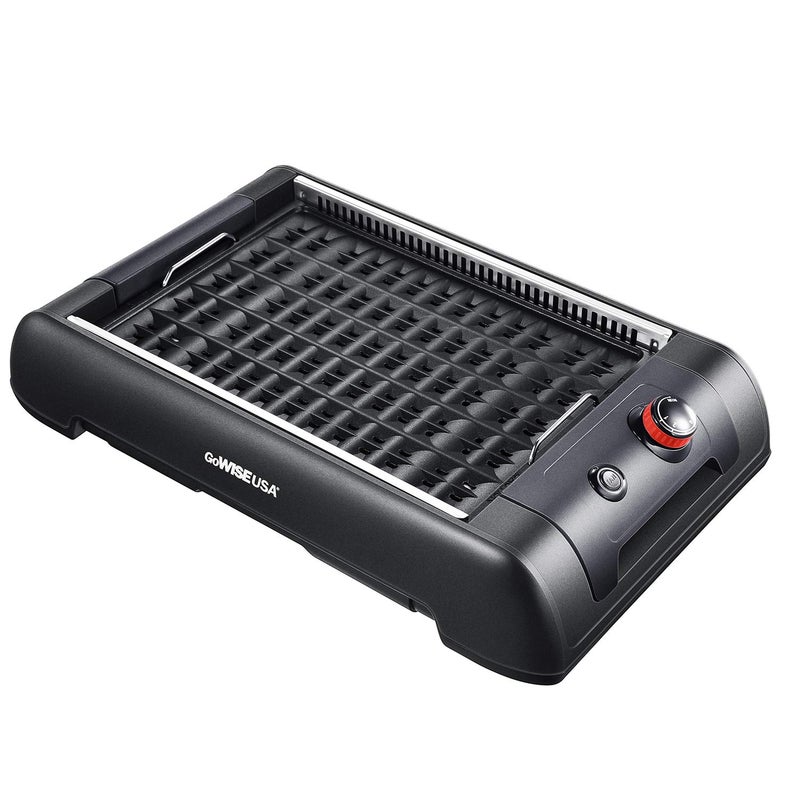 GoWISE GoWISE USA GW88000 2in1 Smokeless Indoor Grill and Griddle with Interchangeable Plates and Removable Drip Pan  20 Recipes Black Large 