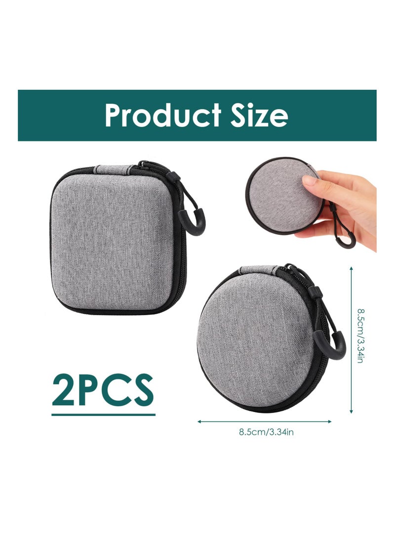 Mini Earphone Case, Portable Small Earbud Headphone Storage Protective Cover, Travel Organizer Square Round Carrying Hard Shell Zipper Bag for Earphone Usb Cable Charger(Square and Round)(2Pcs ) - Image 2