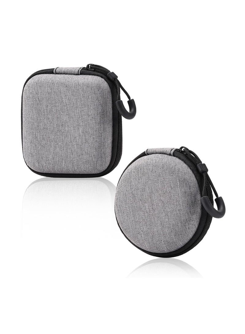 Mini Earphone Case, Portable Small Earbud Headphone Storage Protective Cover, Travel Organizer Square Round Carrying Hard Shell Zipper Bag for Earphone Usb Cable Charger(Square and Round)(2Pcs ) - Image 1