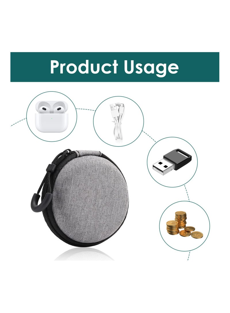 Mini Earphone Case, Portable Small Earbud Headphone Storage Protective Cover, Travel Organizer Square Round Carrying Hard Shell Zipper Bag for Earphone Usb Cable Charger(Square and Round)(2Pcs ) - Image 3