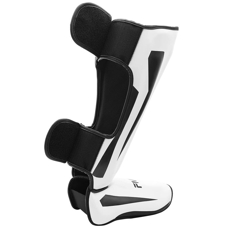 FIVING MMA Martial Arts Shin Guards â€“ Padded, Adjustable Muay Thai Leg Guards with Instep Protection for Kickboxing/MMA Training and Sparring â€“ Durable, Professional MMA Equipment (White, Small) - Image 3