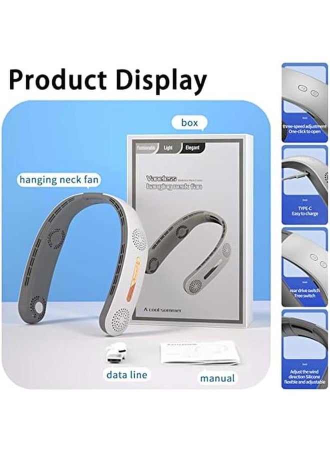 EqiEch - Portable Neck Fan Quiet Leafless Neckband Fan Headphone Design 4000Mah Usb Rechargeable Bladeless Mini Fan Quad Core Motor 360 Cooling With Speed Adjustable For Indoor And Outdoor - Image 1