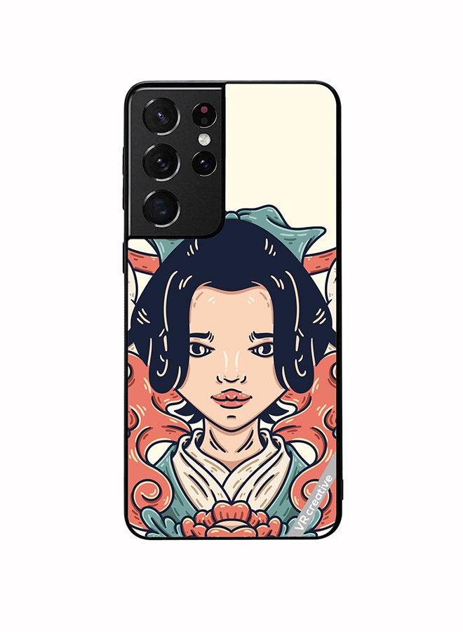 VR CREATIVE Protective Case Cover For Samsung Galaxy S21 Ultra 5G Geisha Design Multicolour - Image 1