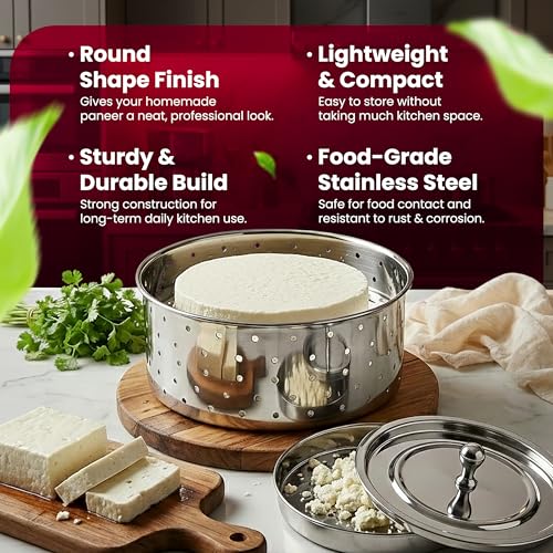 KCL Stainless Steel Round Paneer Maker/Mould/Strainer - 1 Unit (200 ML) - Image 4