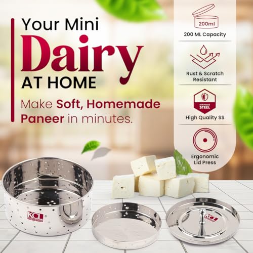 KCL Stainless Steel Round Paneer Maker/Mould/Strainer - 1 Unit (200 ML) - Image 3