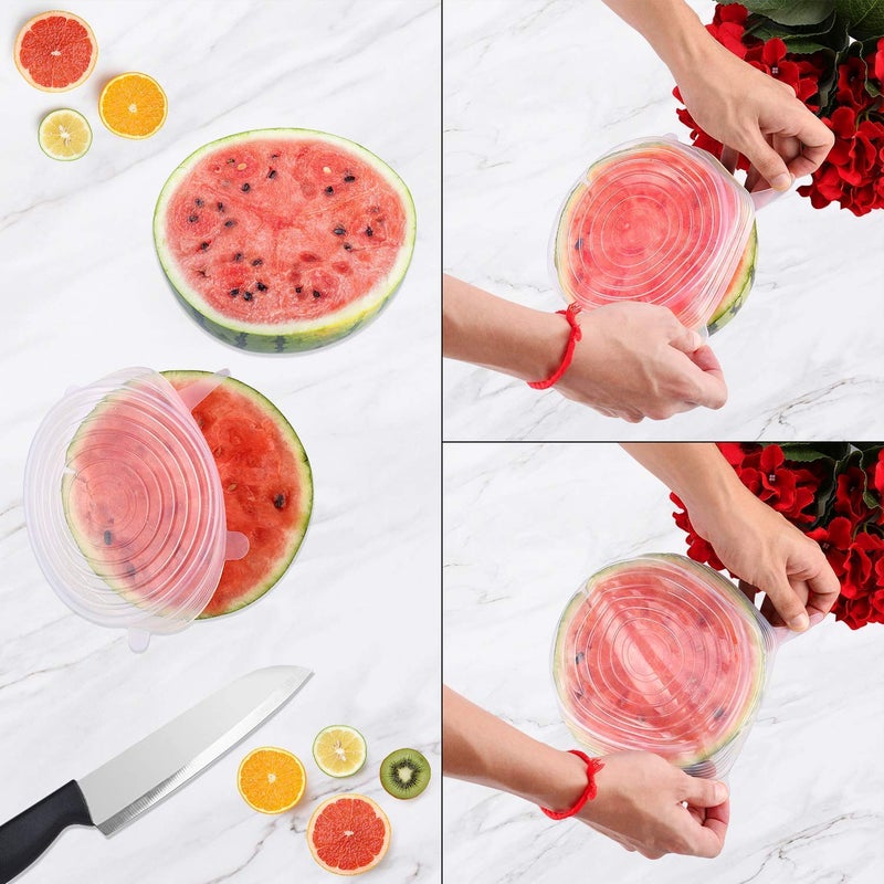 Ngel Silicone Multi Size Stretch Lids Food Saver Microwave, Microwave Safe, Freezer Covers for Bowl, Can, Jar, Glassware (Multicolour) - Set of 6 - Image 2