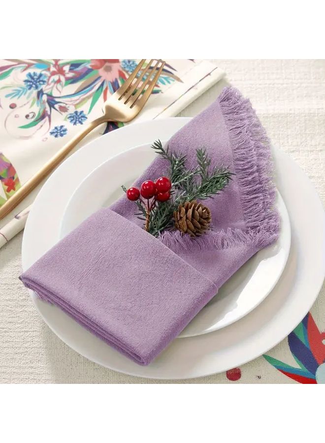 8pcs Purple Cotton Napkins 16.54x16.54 Inch Soft Washable Table Decor for Wedding Party - Image 3