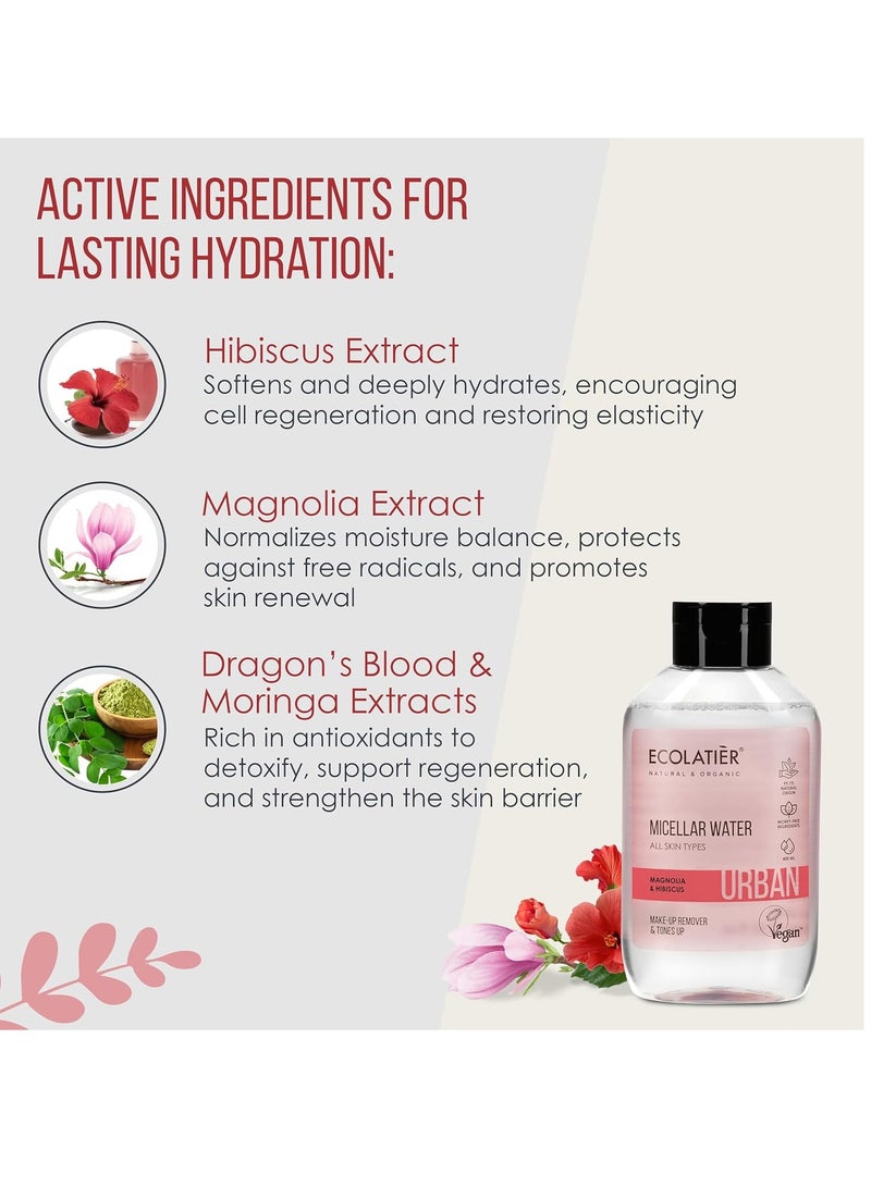 ECOLATIER ماء ميسيلار للبشرة الحساسة مع الألوة فيرا العضوي - 99.1% مكونات طبيعية، نباتي، منظف وجه مرطب ومزيل مكياج ماء ميسيلار - 13.5 أونصة سائلة (ماغنوليا لجميع أنواع البشرة) - Image 3