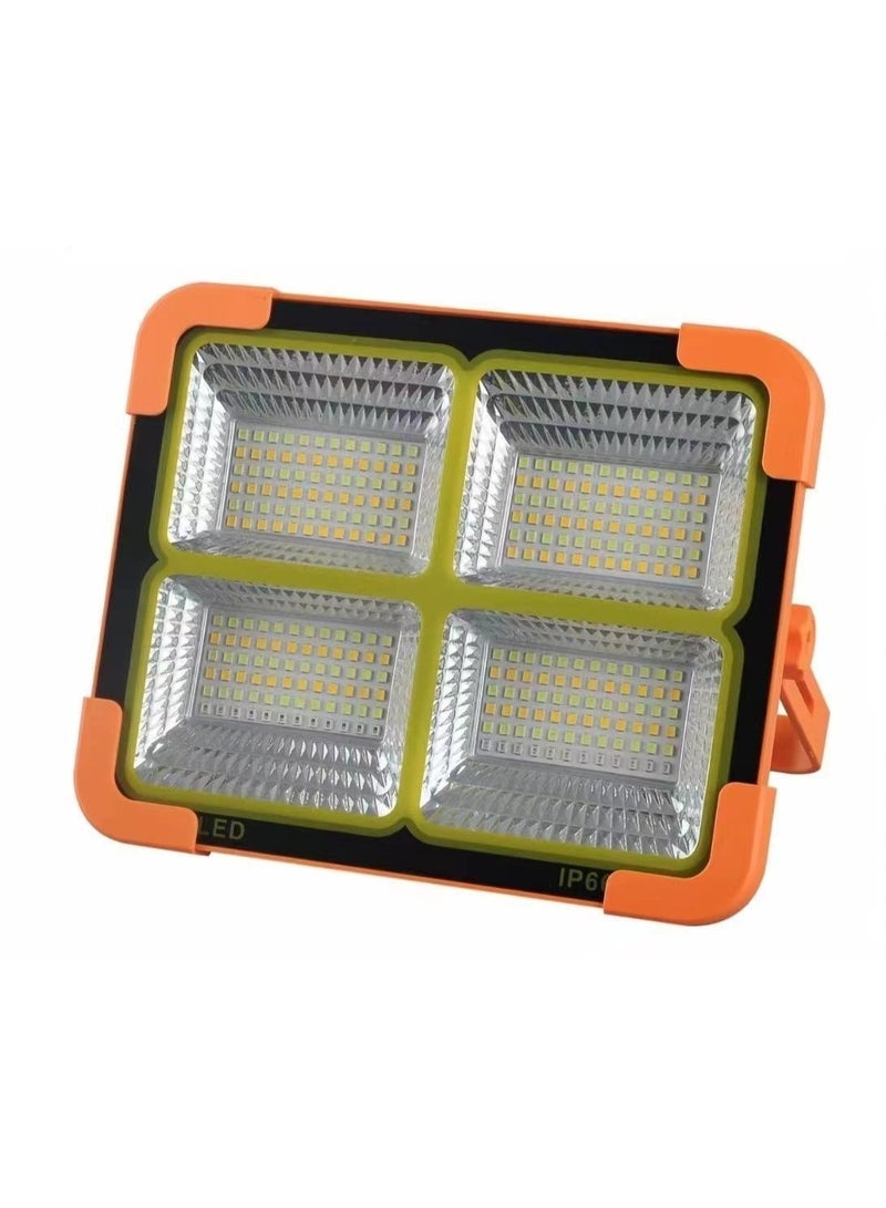 100W ضوء فيضان LED شمسي, ضوء عمل طوارئ محمول قابل لإعادة الشحن مع بنك طاقة, مصباح تخييم خارجي مقاوم للماء IP66, 5 أوضاع إضاءة وقائمة قابلة للتعديل - Image 4