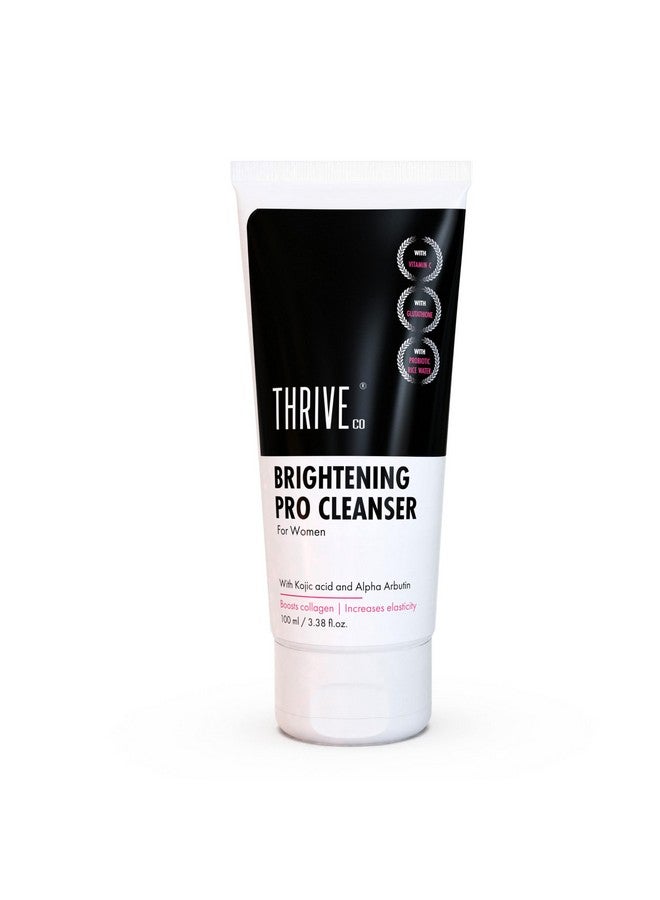 THRIVECO Brightening Pro Cleanser For Women With Probiotic Rice Water, Vit C, Kojic Acid, Alpha Arbutin & Glutathione | Anti-Ageing Face Wash, Boosts Collagen, Clears Skin & Removes Dark Spots | 100Ml - Image 1