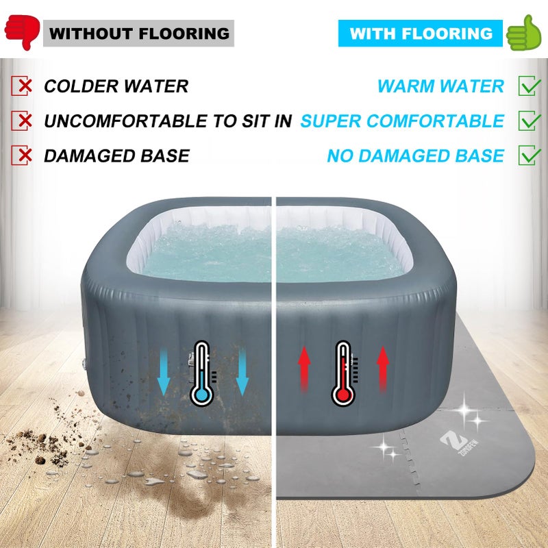 ZOMOFEW 1/2" Thickness 85IN Hot Tub Mat for Inflatable Tub,Hot Tub Pad Foundation, Upgraded Thickened Eva Foam Padding for Outdoor Hot Tubs (Square-Shaped) - Image 3