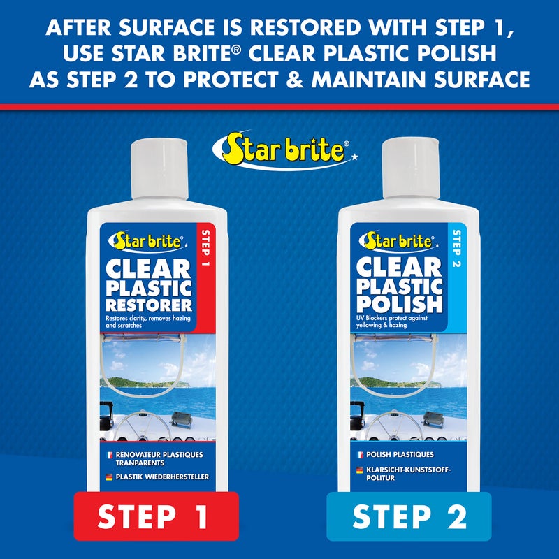 Star Brite ستار برايت مُجدد البلاستيك الشفاف - مزيل الضباب، الاصفرار والخدوش - الخطوة 1 - تجديد ستراتاجلاس، إيسنجلاس، أكريليك، بولي كربونات، مصابيح أمامية والمزيد - 8 أونصات (087208) - Image 3