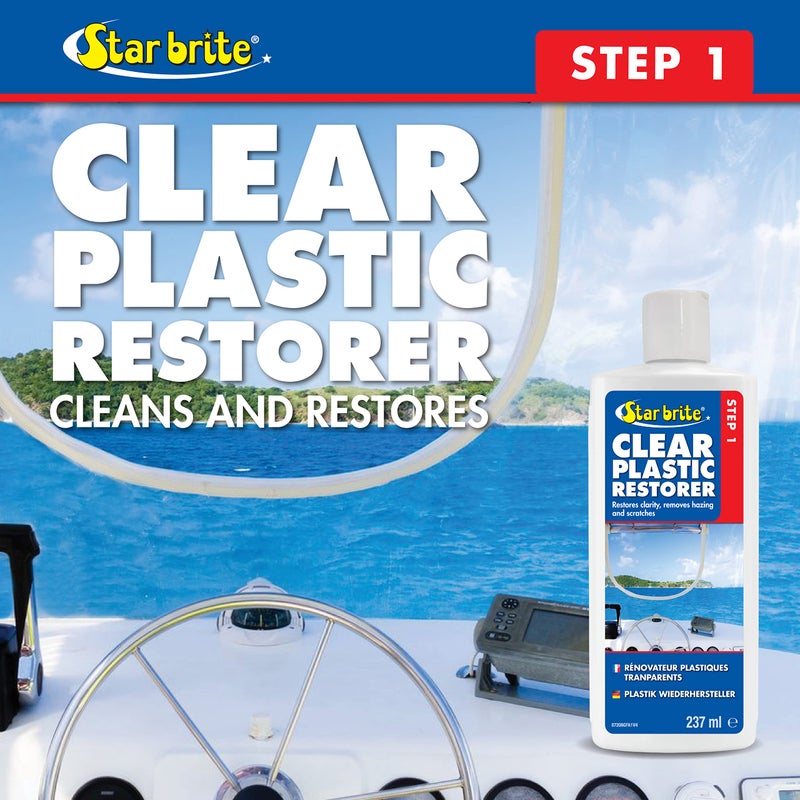 Star Brite ستار برايت مُجدد البلاستيك الشفاف - مزيل الضباب، الاصفرار والخدوش - الخطوة 1 - تجديد ستراتاجلاس، إيسنجلاس، أكريليك، بولي كربونات، مصابيح أمامية والمزيد - 8 أونصات (087208) - Image 1