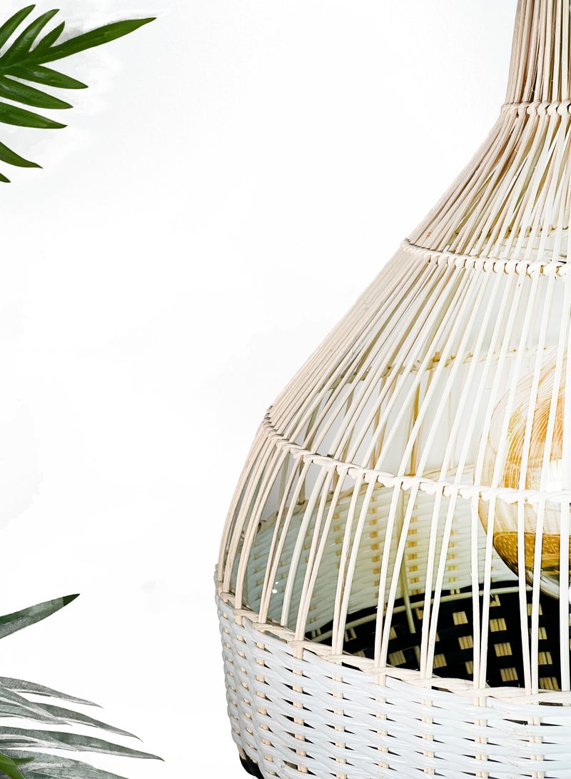 BAMBOO DECOR Handmade Pendant Lamp Made Of Bamboo And Rattan black and white  color semi  paint - Image 5