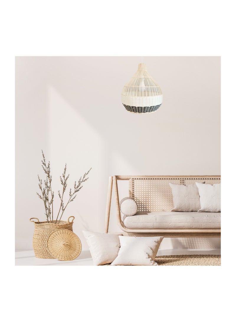 BAMBOO DECOR Handmade Pendant Lamp Made Of Bamboo And Rattan black and white  color semi  paint - Image 2