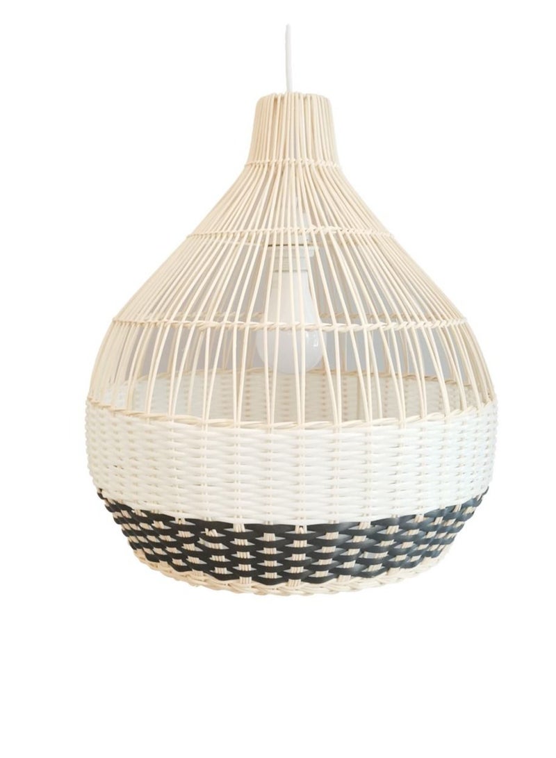 BAMBOO DECOR Handmade Pendant Lamp Made Of Bamboo And Rattan black and white  color semi  paint - Image 1