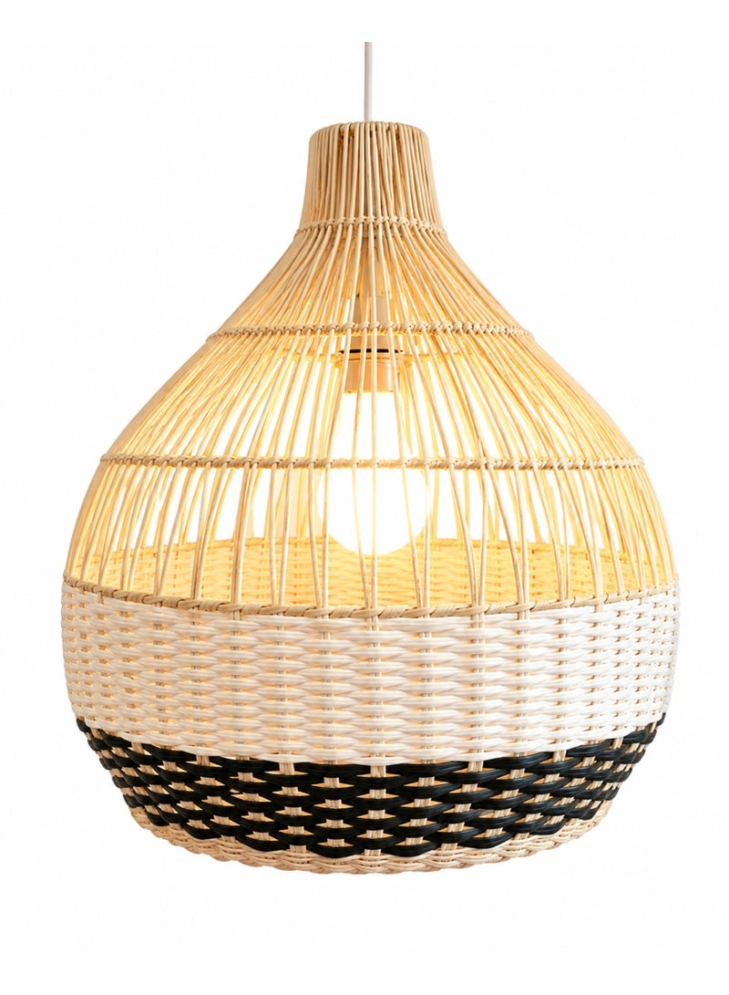 BAMBOO DECOR Handmade Pendant Lamp Made Of Bamboo And Rattan black and white  color semi  paint - Image 1