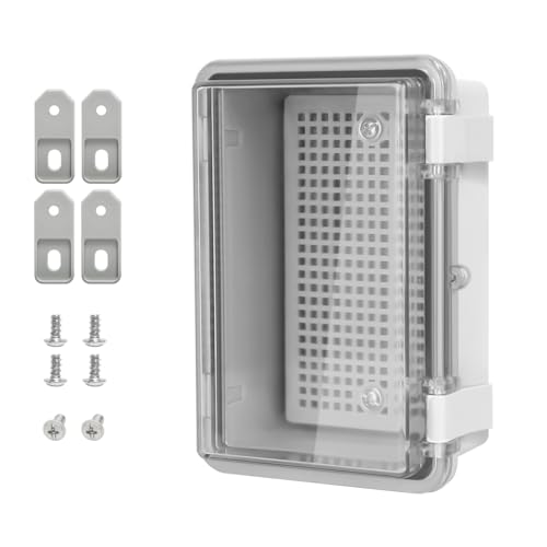 LMioEtool ABS Plastic Dustproof Waterproof IP65 Junction Box Hinged Shell Universal Electrical Project Enclosure Gray, with PC Transparent Clear Cover 5.9 x 3.9 x 2.8inch(150 x100 x70mm) - Image 1