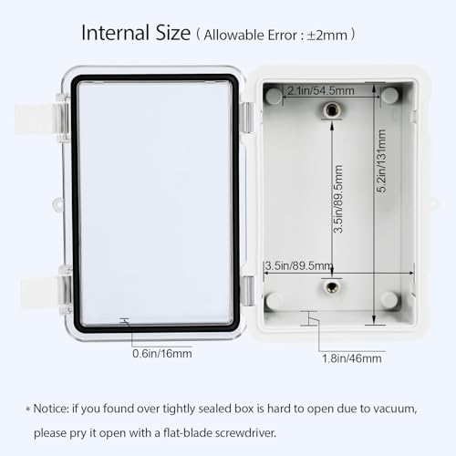 LMioEtool ABS Plastic Dustproof Waterproof IP65 Junction Box Hinged Shell Universal Electrical Project Enclosure Gray, with PC Transparent Clear Cover 5.9 x 3.9 x 2.8inch(150 x100 x70mm) - Image 4