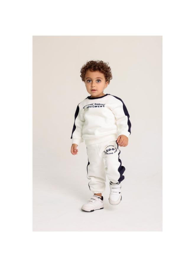 playmore Baby Boys Cotton Outfit Set – Off-White with “Official Babies Department“ Design - Image 3