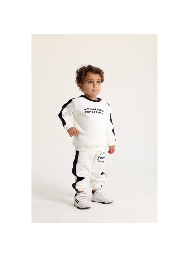 playmore Baby Boys Cotton Outfit Set – Off-White with “Official Babies Department“ Design - Image 2