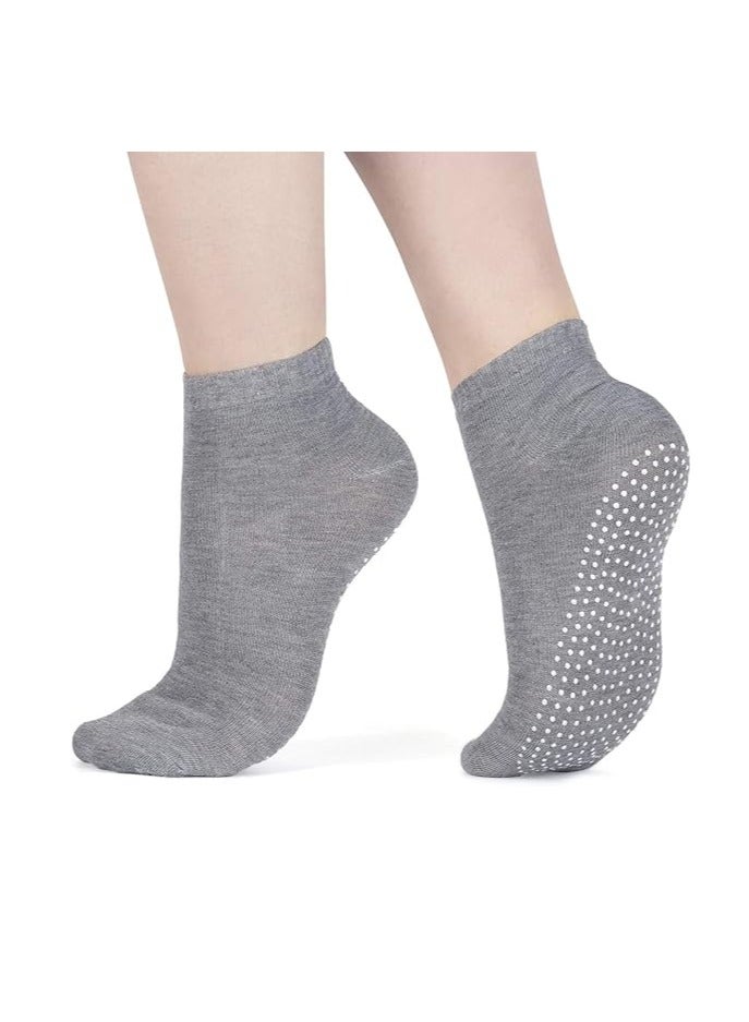 DUNISO 3 Pairs Of Full Toe Ankle Anti Fall Grabbing Socks, Anti Slip Yoga Pilates Socks, Martial Arts Fitness Dance Bucket Socks, Anti Slip (Light Grey) - Image 2