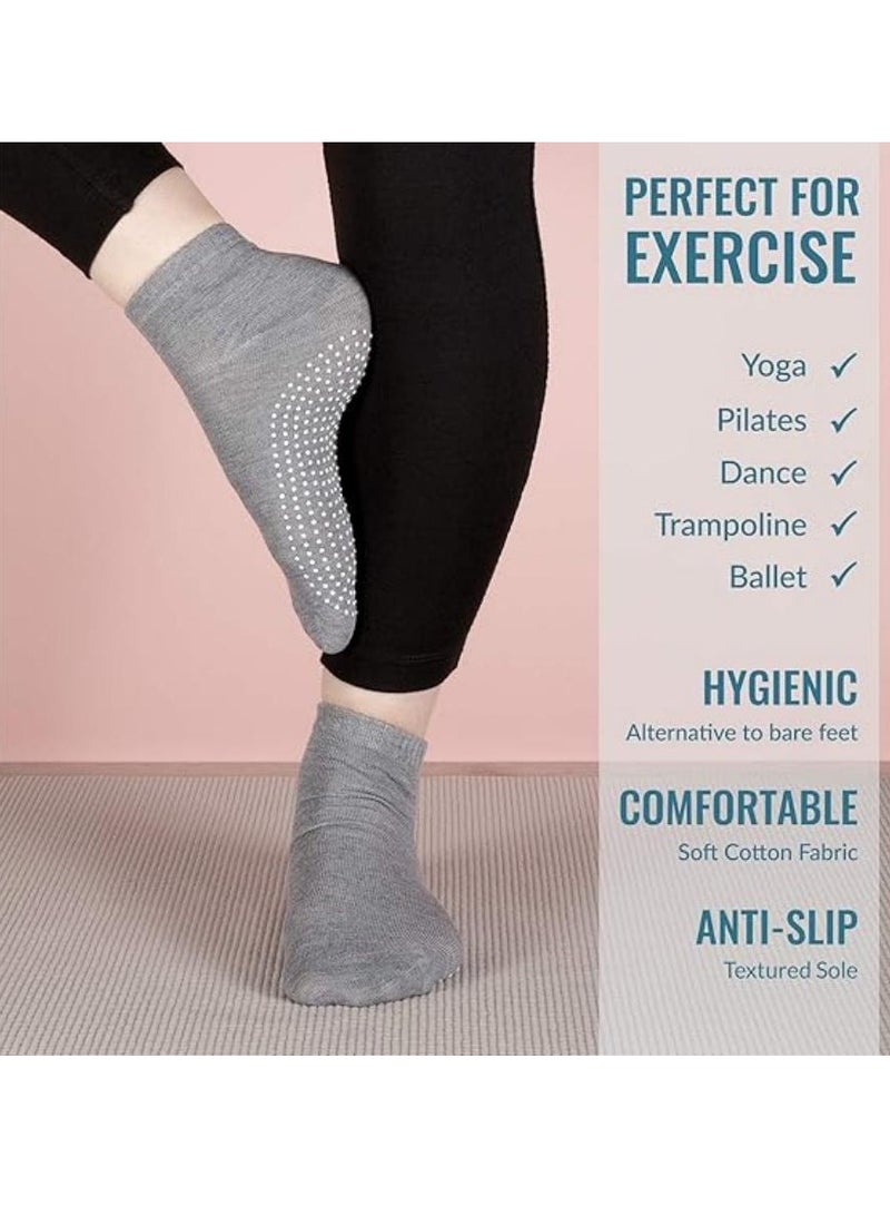 DUNISO 3 Pairs Of Full Toe Ankle Anti Fall Grabbing Socks, Anti Slip Yoga Pilates Socks, Martial Arts Fitness Dance Bucket Socks, Anti Slip (Light Grey) - Image 4