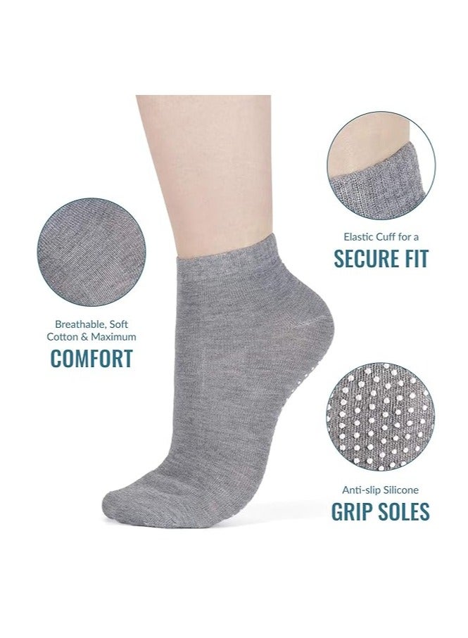 DUNISO 3 Pairs Of Full Toe Ankle Anti Fall Grabbing Socks, Anti Slip Yoga Pilates Socks, Martial Arts Fitness Dance Bucket Socks, Anti Slip (Light Grey) - Image 3
