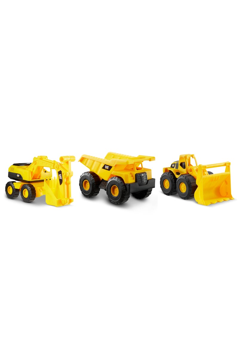 CATERPILLAR CAT Mini Crew Worker 7-Inches 3-in-1 Pack | Dump Truck, Wheel Loader & Excavator | Push-Powered Vehicle | Construction Vehicle | Collectible Play Vehicle for Kids - Image 1