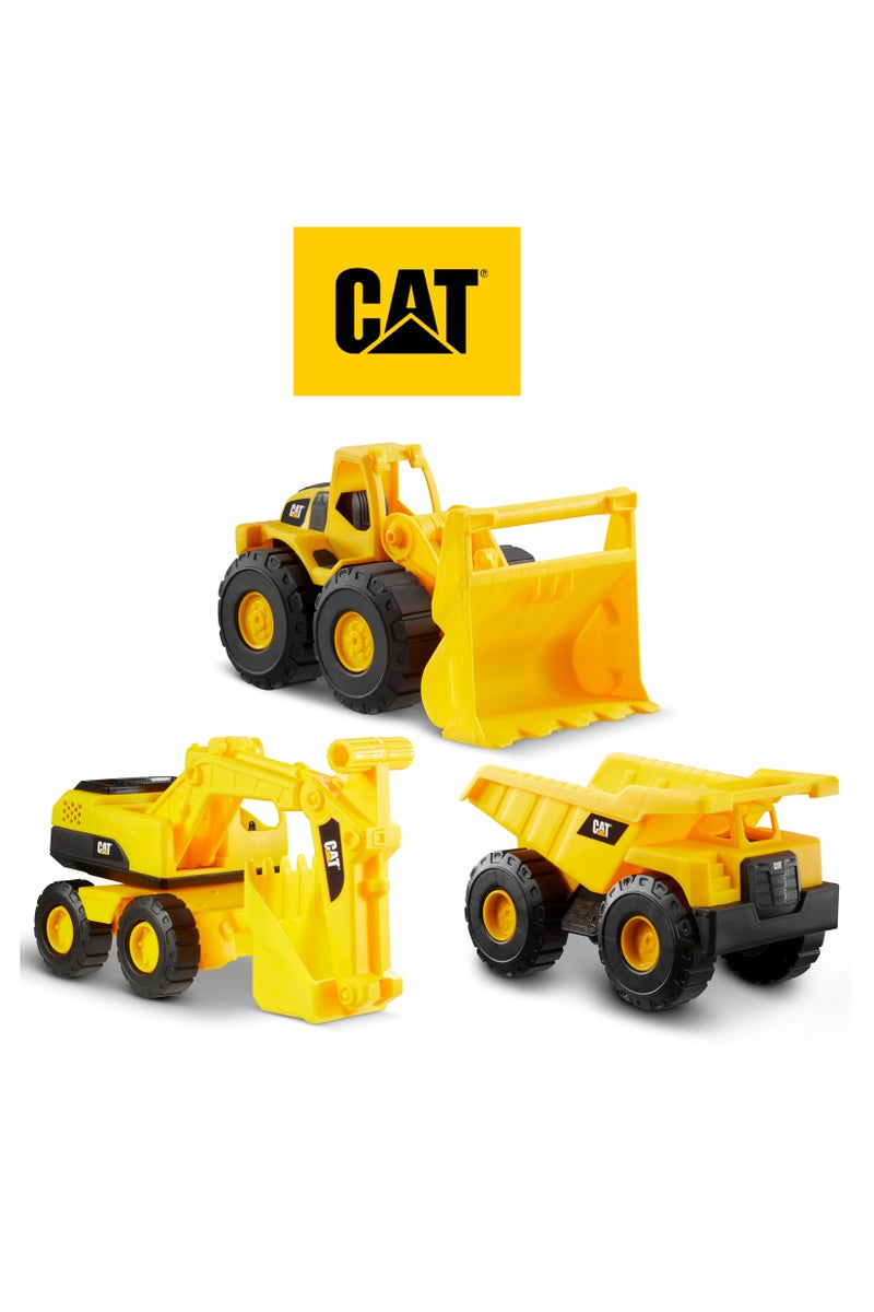 CATERPILLAR CAT Mini Crew Worker 7-Inches 3-in-1 Pack | Dump Truck, Wheel Loader & Excavator | Push-Powered Vehicle | Construction Vehicle | Collectible Play Vehicle for Kids - Image 2