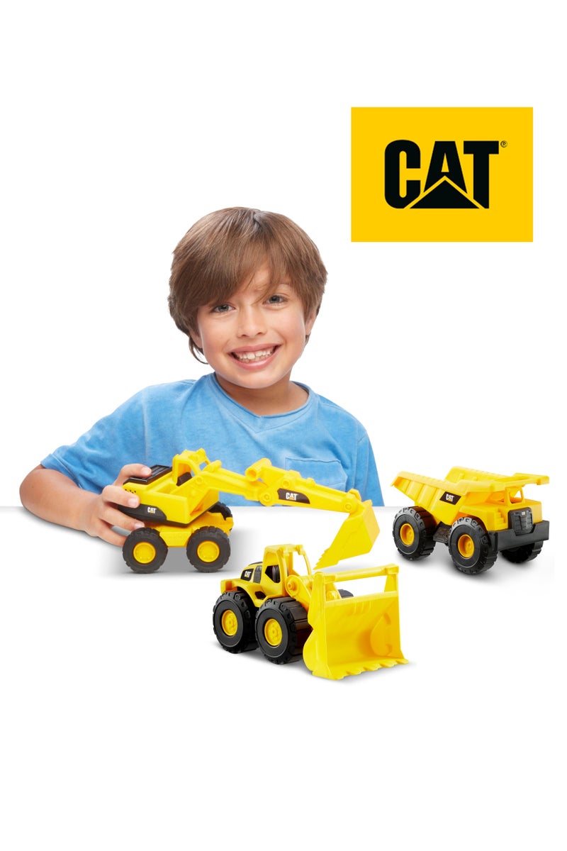 CATERPILLAR CAT Mini Crew Worker 7-Inches 3-in-1 Pack | Dump Truck, Wheel Loader & Excavator | Push-Powered Vehicle | Construction Vehicle | Collectible Play Vehicle for Kids - Image 3