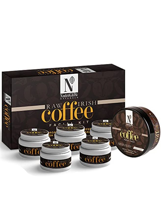 NUTRIGLOW Natural'S Raw Irish Coffee Facial Kit (250 Gm) With Coffee Face Pack (200 Gm)/ Deep Pore Cleanser/Glowing Skin/Tightening Pores/Yogurt Extract With Mint - Image 1