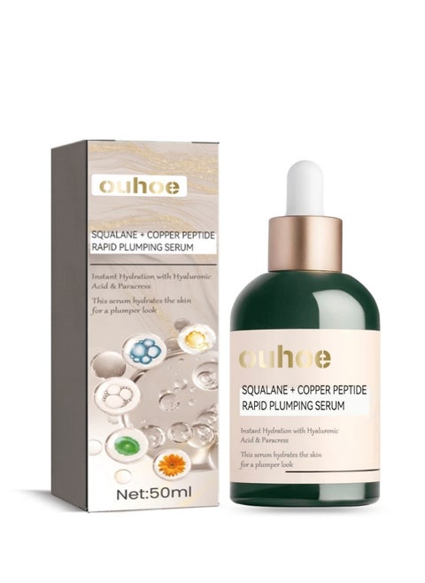 Squalane + Copper Peptide Rapid Plumping Serum. Powerfully Hydrating Face Serum that Instantly Plumps and Firms with Collagen Boosting Copper Peptides, 50ml