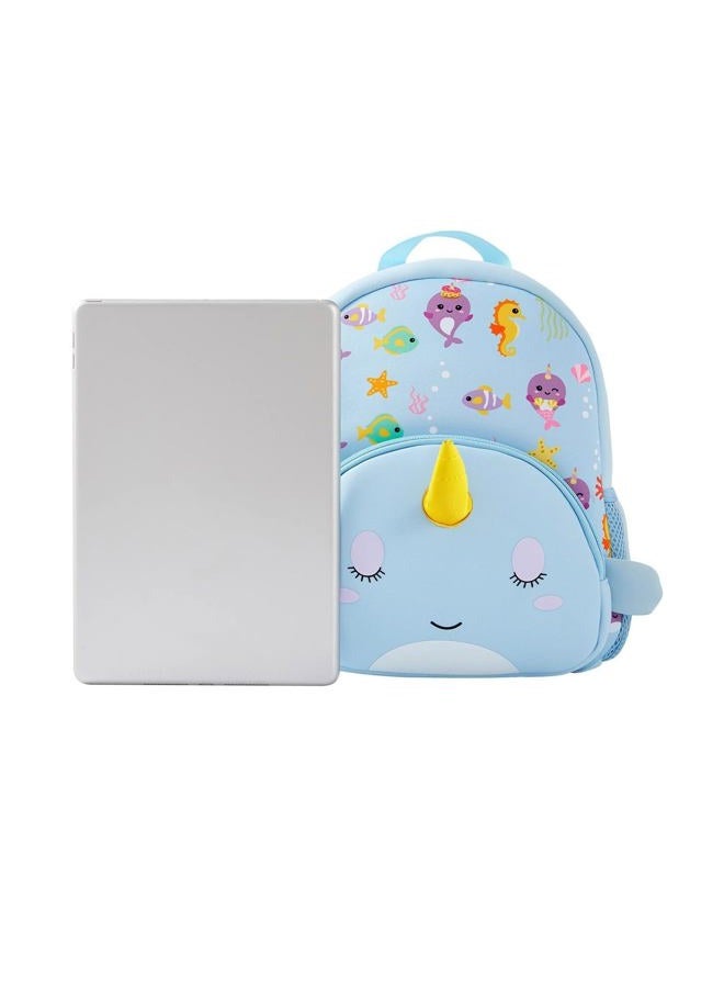 KK CRAFTS Preschool Backpack Toddler Neoprene Animal Waterproof Schoolbag Lunch backpack for Kids Boys Girls, Blue Narwhal - Image 5