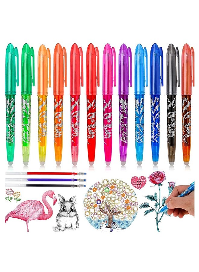 Generic Erasable Pens, Erasable Rollerball Pen,  0.5mm Erasable Gel Pens with Rubbers on the End, Multicolor Gel Ink Rolling Ball Pens，Handwriting Writing Pens for for Kids Adults Students School Office Stationary Supplies (12 Assorted Colors)  - Image 1