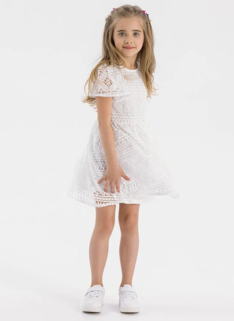 MINOTI Kids Girls Flare Sleeve Dress With Circle Skirt