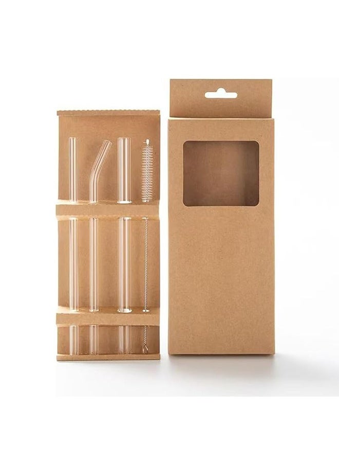 3 Pack Drinking Straws with Cleaning Brush - 10" x 10 mm - Smoothie Straws for Milkshakes, Frozen Drinks, Smoothies, Bubble Tea, Clear Glass Drinking, StrawStanley Cup Accesspries - Image 1