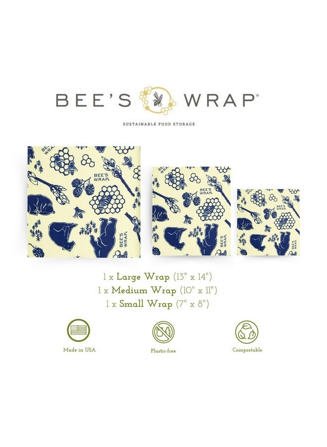 Bee's Wrap Bee's Wrap Beeswax Wraps for Food - Bees + Bears 3 Pack (S, M, L) Made in USA Reusable & Organic Food Wraps, Sandwich Wrap & Bowl Covers - Eco-Friendly Alternative to Aluminum Foil & Plastic Wrap  - Image 2