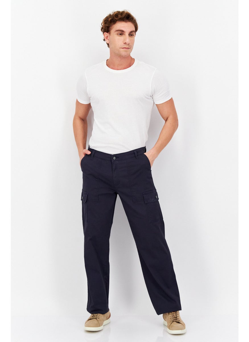 NAUTICA Men Slim Fit Solid Cargo Pants, Navy  - Image 3