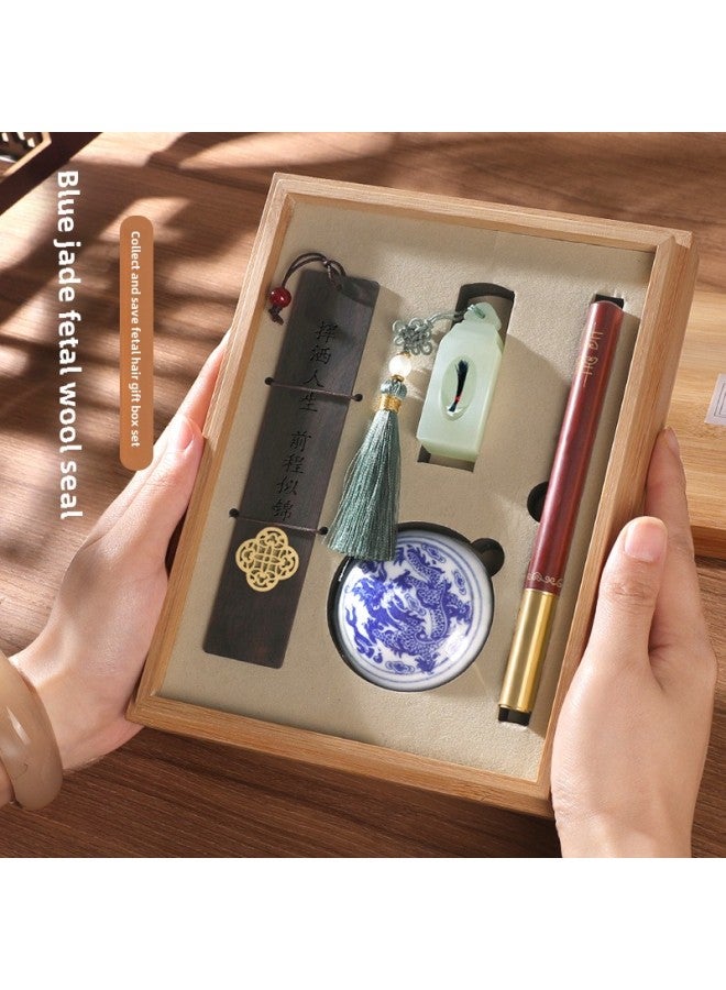 Baby Birth Brush Making Pendant Souvenir Making DIY Homemade Birth Necklace Birth Hair Hundred Days Suit-Color:Good Luck-red Gift Box  - Image 2