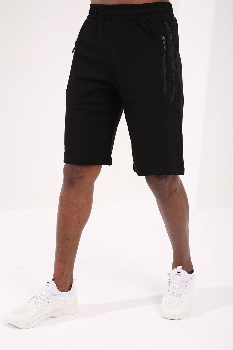 Sport Black Men's Shorts with Text