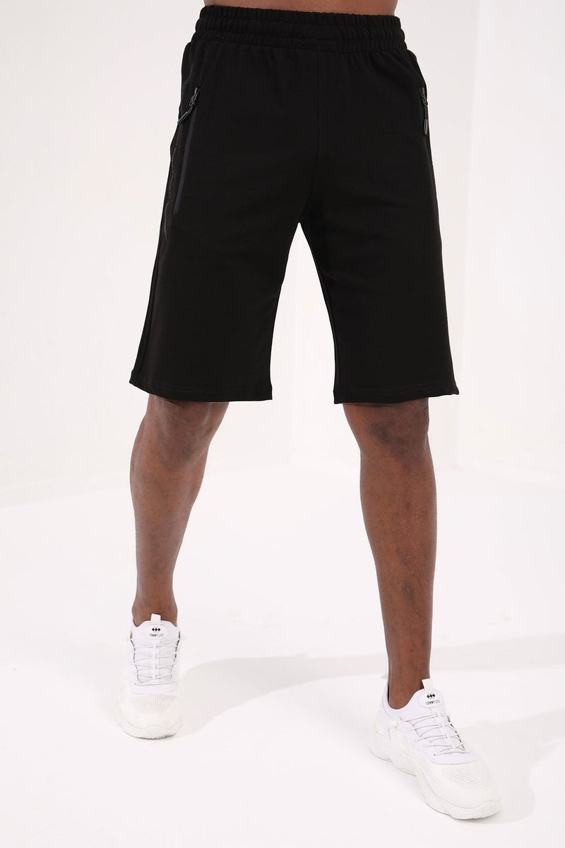Sport Black Men's Shorts with Text