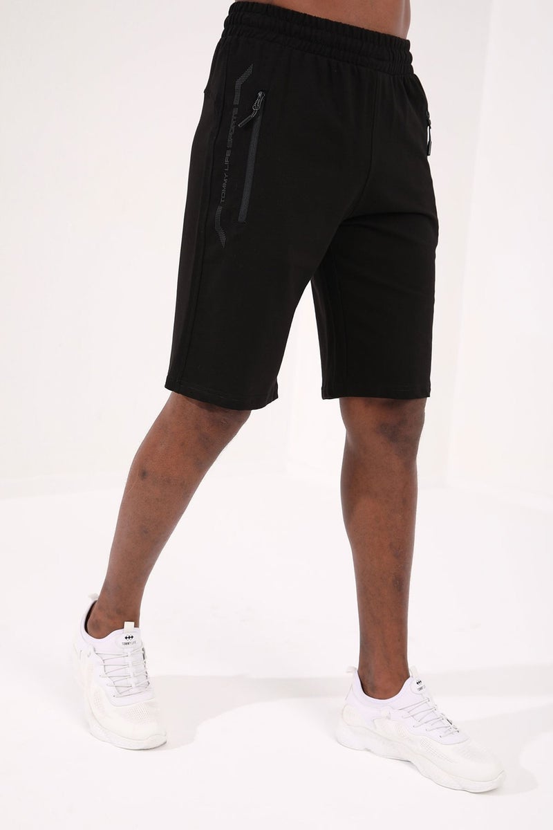 Sport Black Men's Shorts with Text