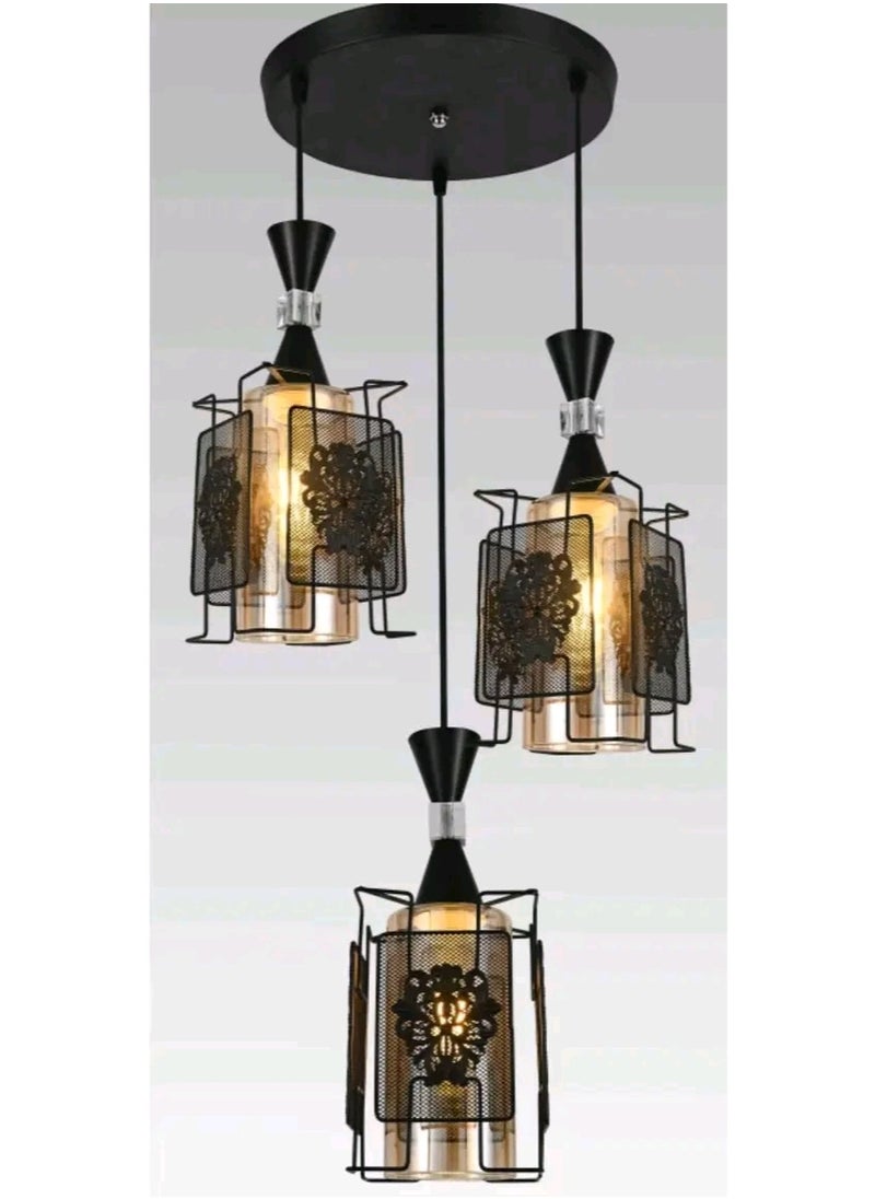 Generic Ceiling chandelier - 3 lighting bulbs ideal for living rooms, halls, and bedrooms 333 - with different drawing shapes 