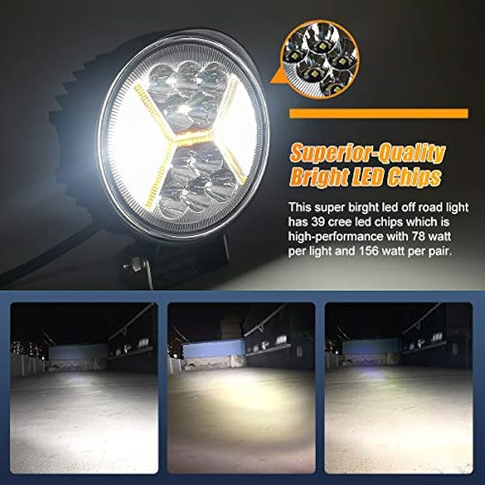 KARSAM Kassam 2Pcs Round Led Pods Driving Lights Bar With Amber Drl Light  117W 12000Lm Flood Spot Combo Beam Working Light Pod Off Road For TrucksSuvHuntersJeepBoat Etc - Image 3